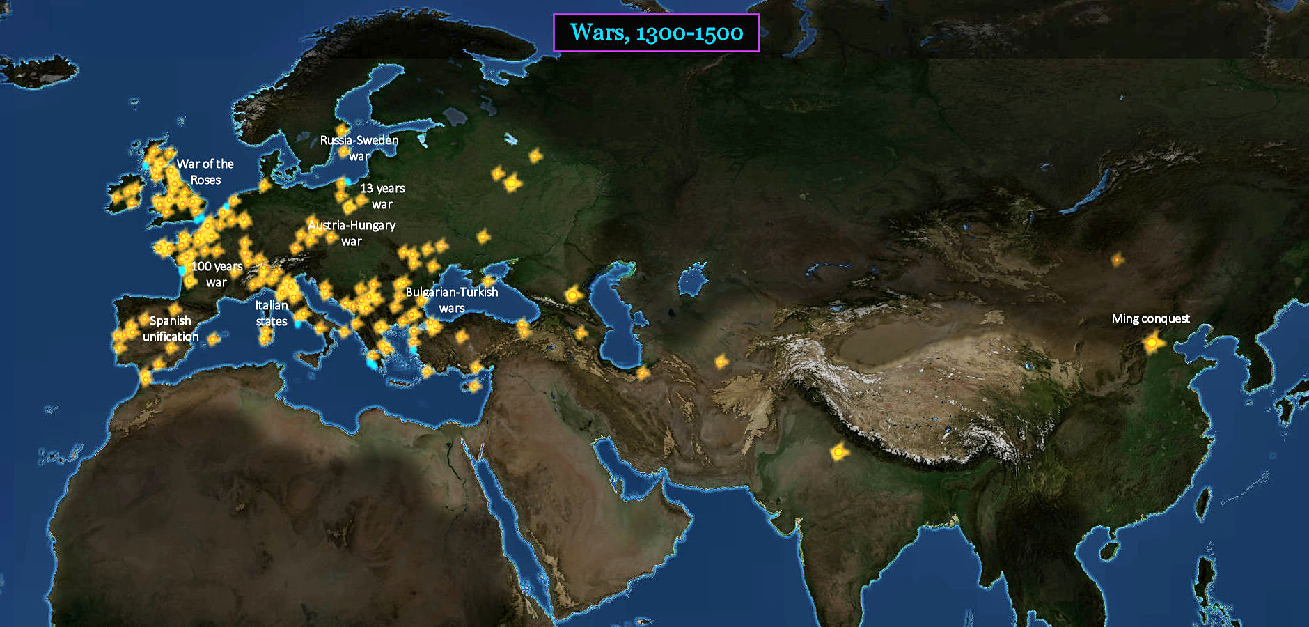 Wars and battles, 1300-1500 map